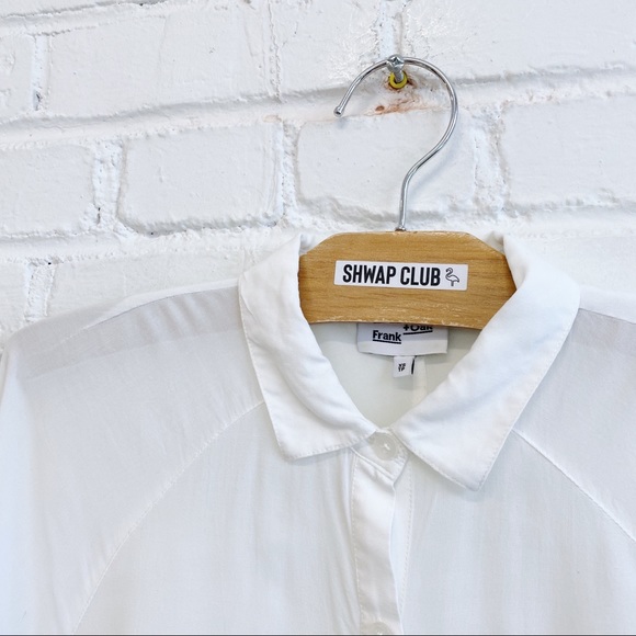 FRANK & OAK light blouse button down shirt off-white - Picture 3 of 11